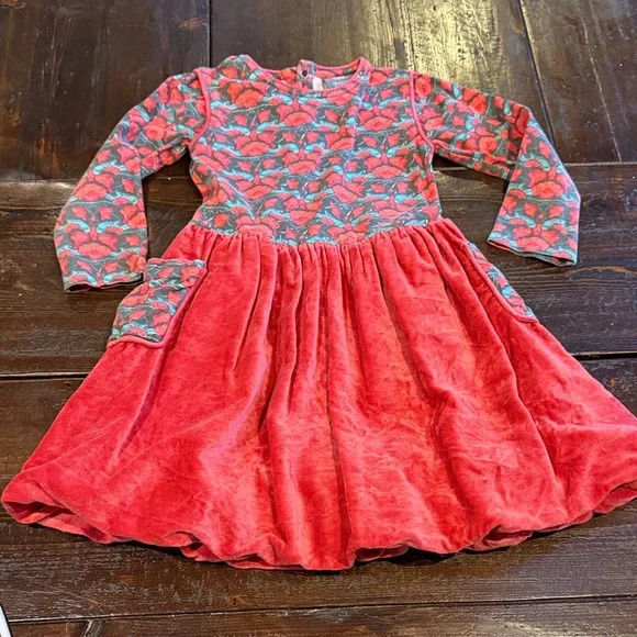 Kate Quinn Red and Green Floral Kids Dress - Picture 1 of 3